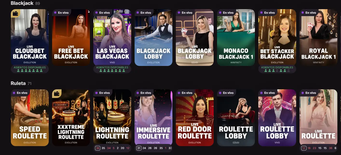 cloudbet casino juegos en vivo